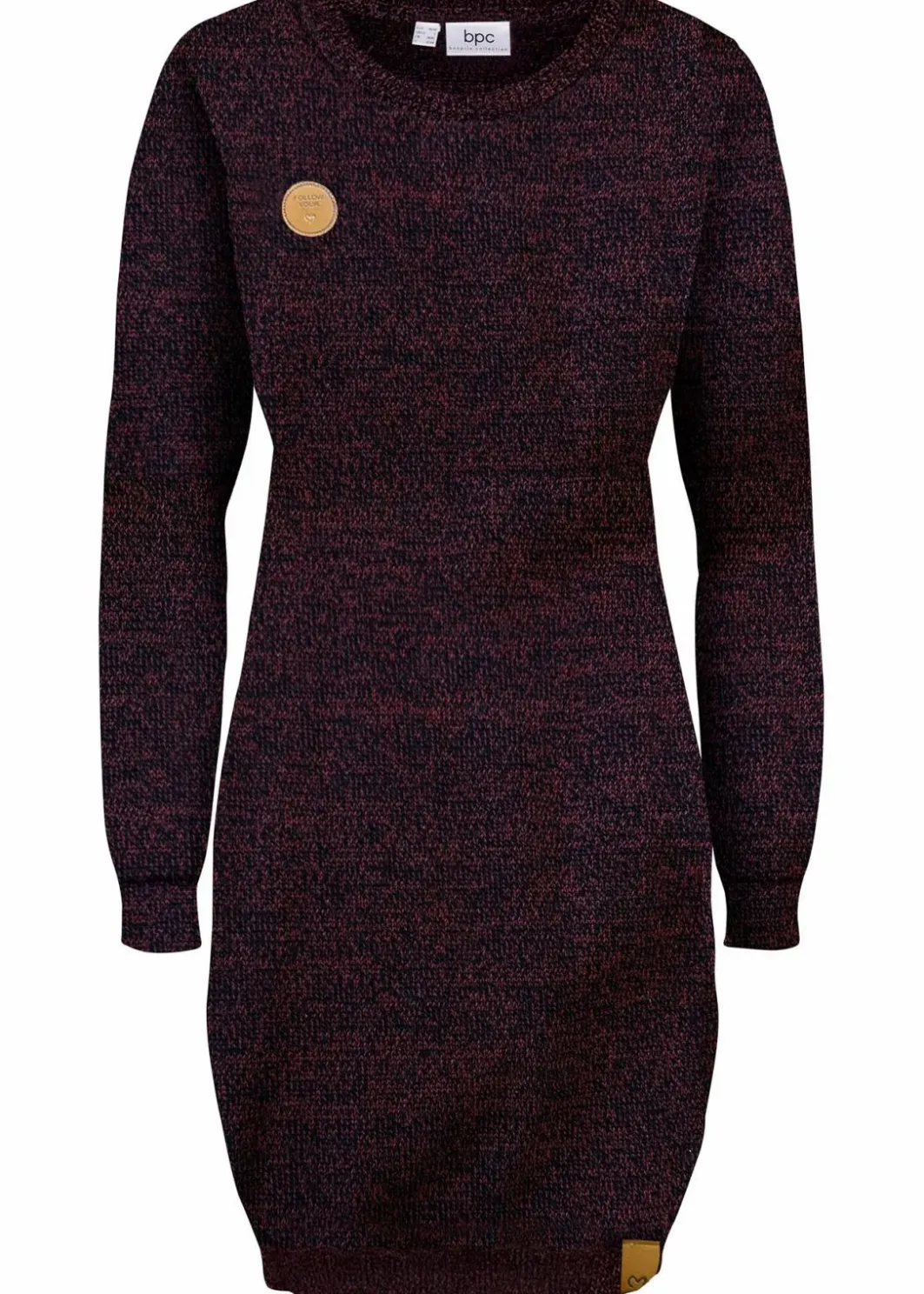 Damen bonprix Bekleidung·Umstandsmode|Strickmode|Strickkleid mit Lederimitat-Details