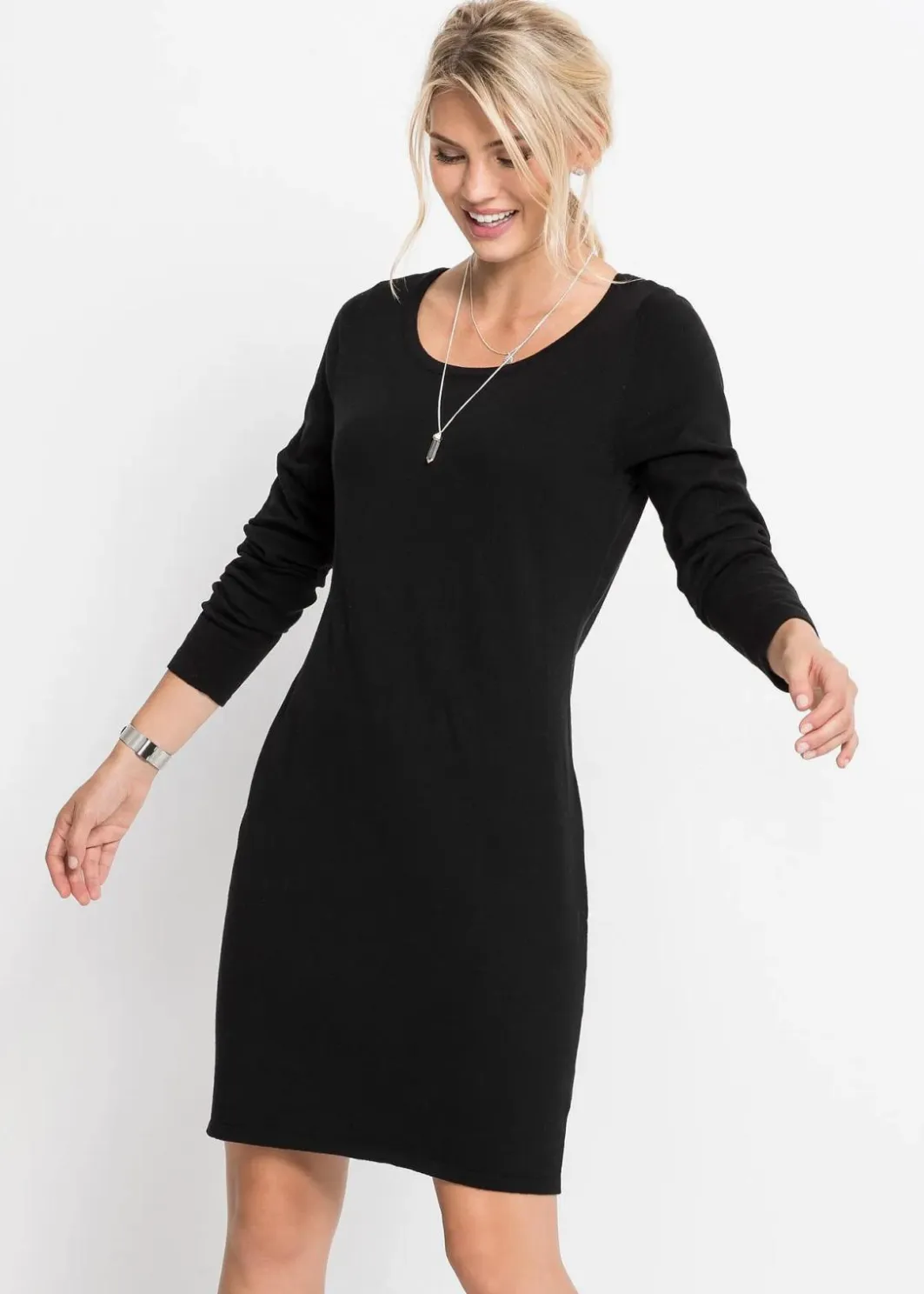 Damen bonprix Basics|Bekleidung·Pullover & Strickjacken|Strickkleid mit legerem Schnitt