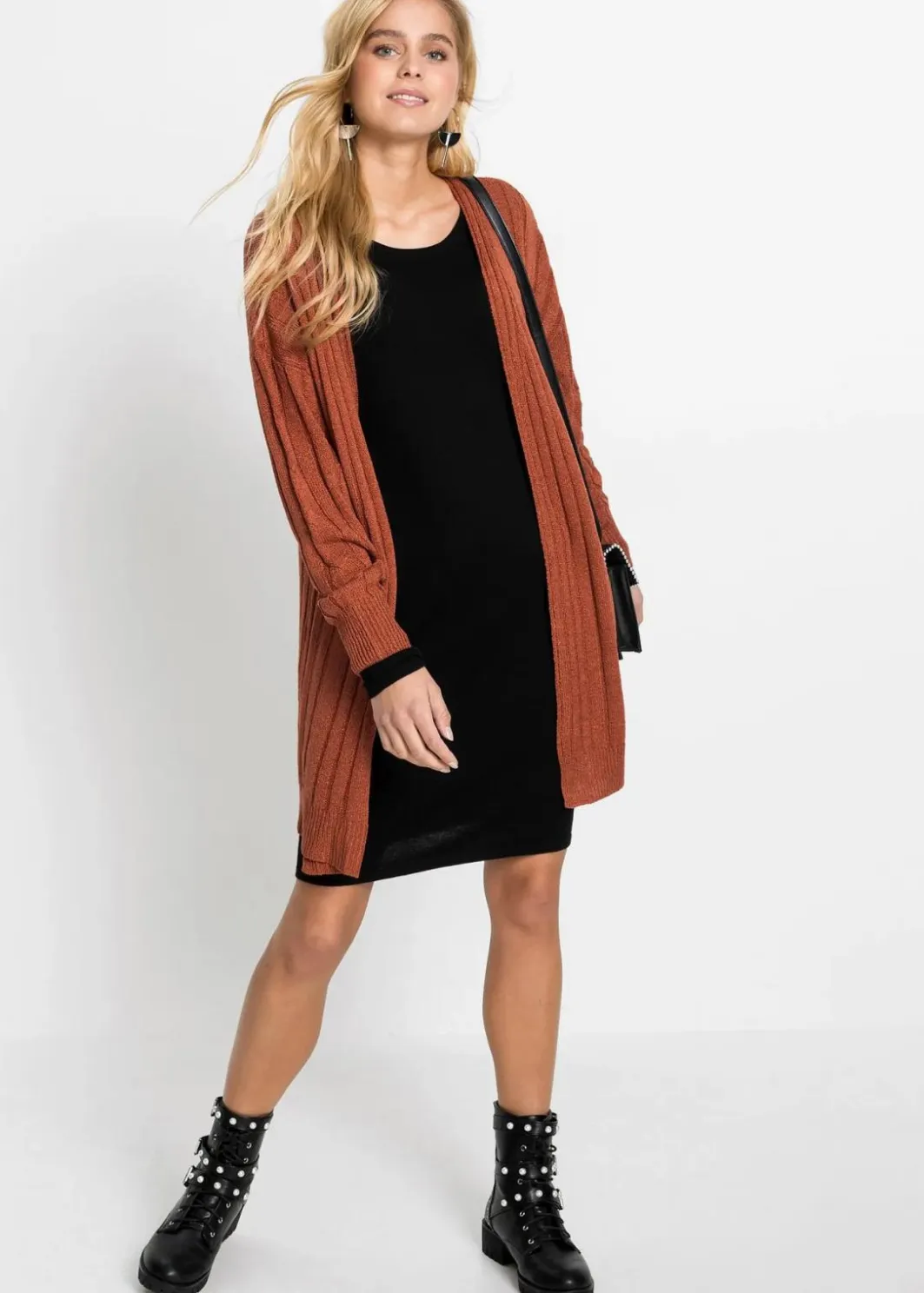 Damen bonprix Basics|Bekleidung·Pullover & Strickjacken|Strickkleid mit legerem Schnitt