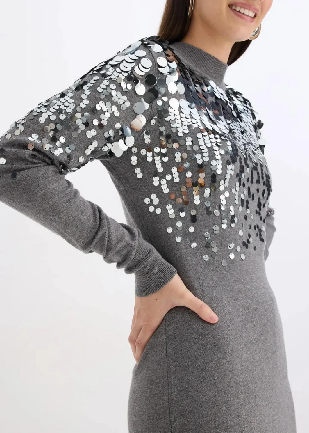 Damen bonprix Bekleidung·Umstandsmode|Bekleidung·Pullover & Strickjacken|Strickkleid mit Pailletten