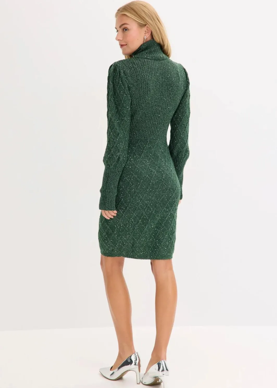 Damen bonprix Kleider|Strickmode|Strickkleid mit Pailletten