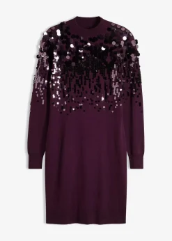 Damen bonprix Kleider|Strickmode|Strickkleid mit Pailletten