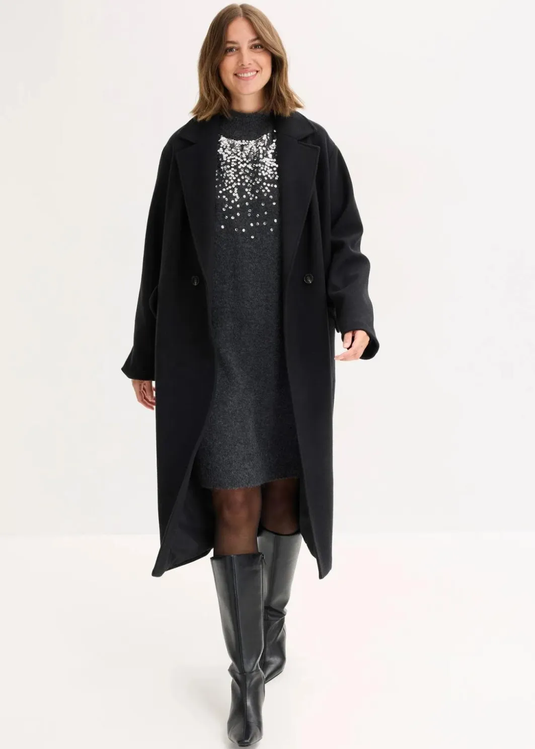 Damen bonprix Bekleidung·Umstandsmode|Bekleidung·Pullover & Strickjacken|Strickkleid mit Pailletten-Applikation