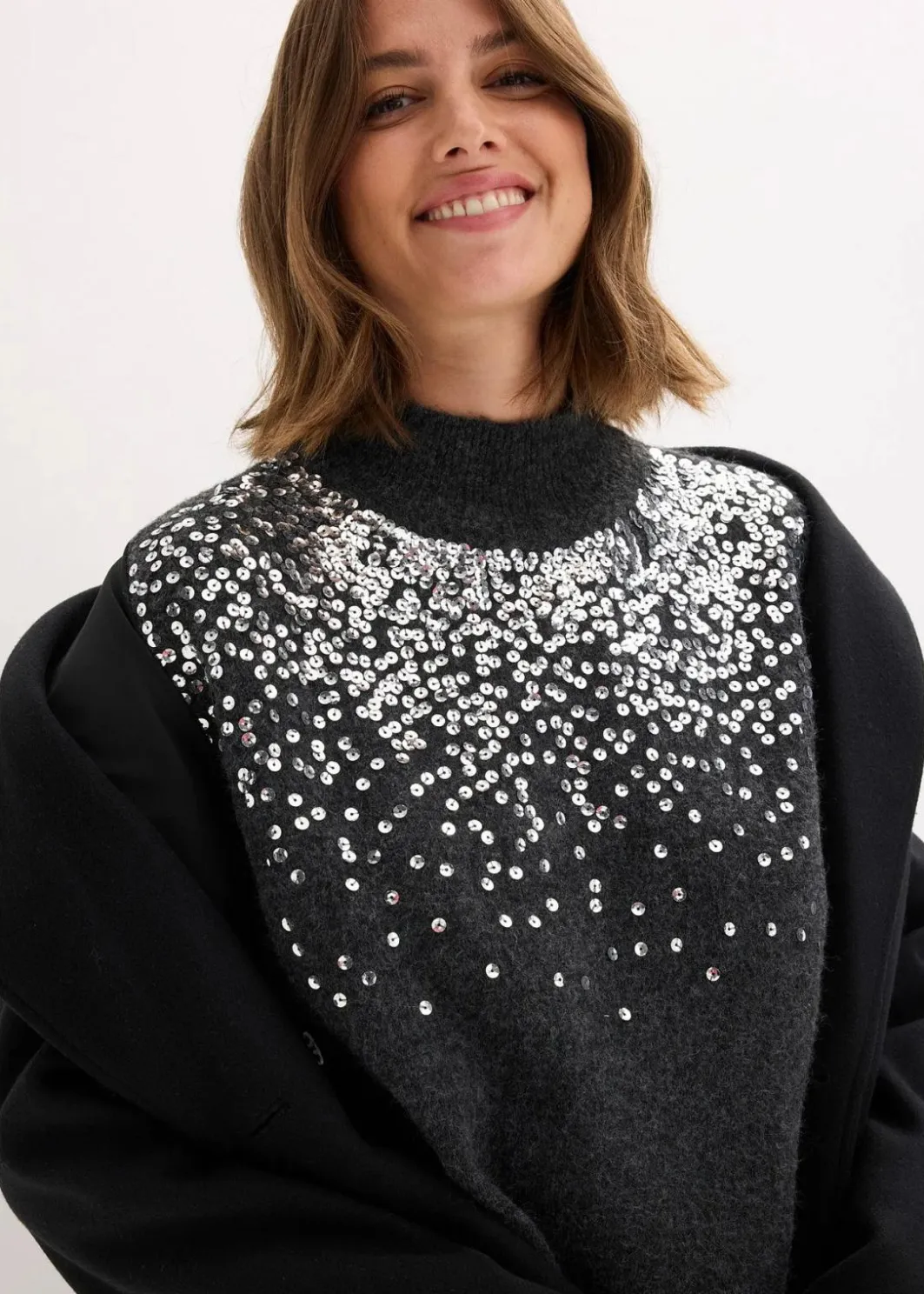 Damen bonprix Bekleidung·Umstandsmode|Bekleidung·Pullover & Strickjacken|Strickkleid mit Pailletten-Applikation