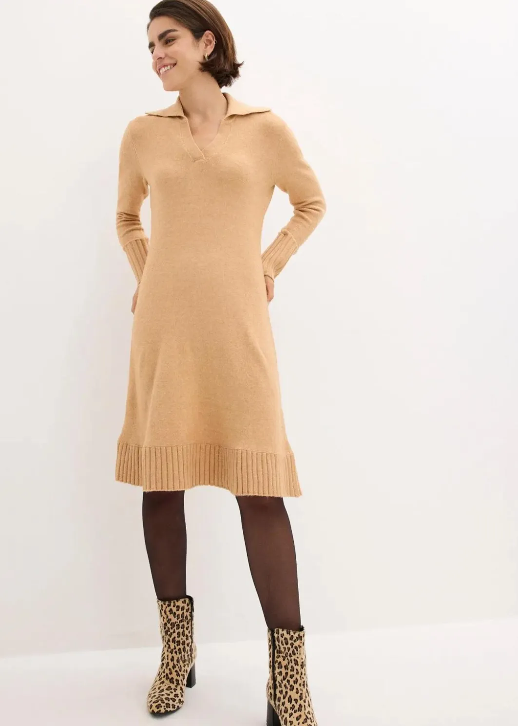 New Strickkleid mit Polokragen Damen Strickmode|Kleider