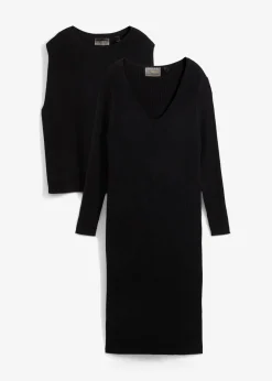 Damen bonprix Kleider|Bekleidung·Pullover & Strickjacken|Strickkleid mit Pullunder 2tlg. Set