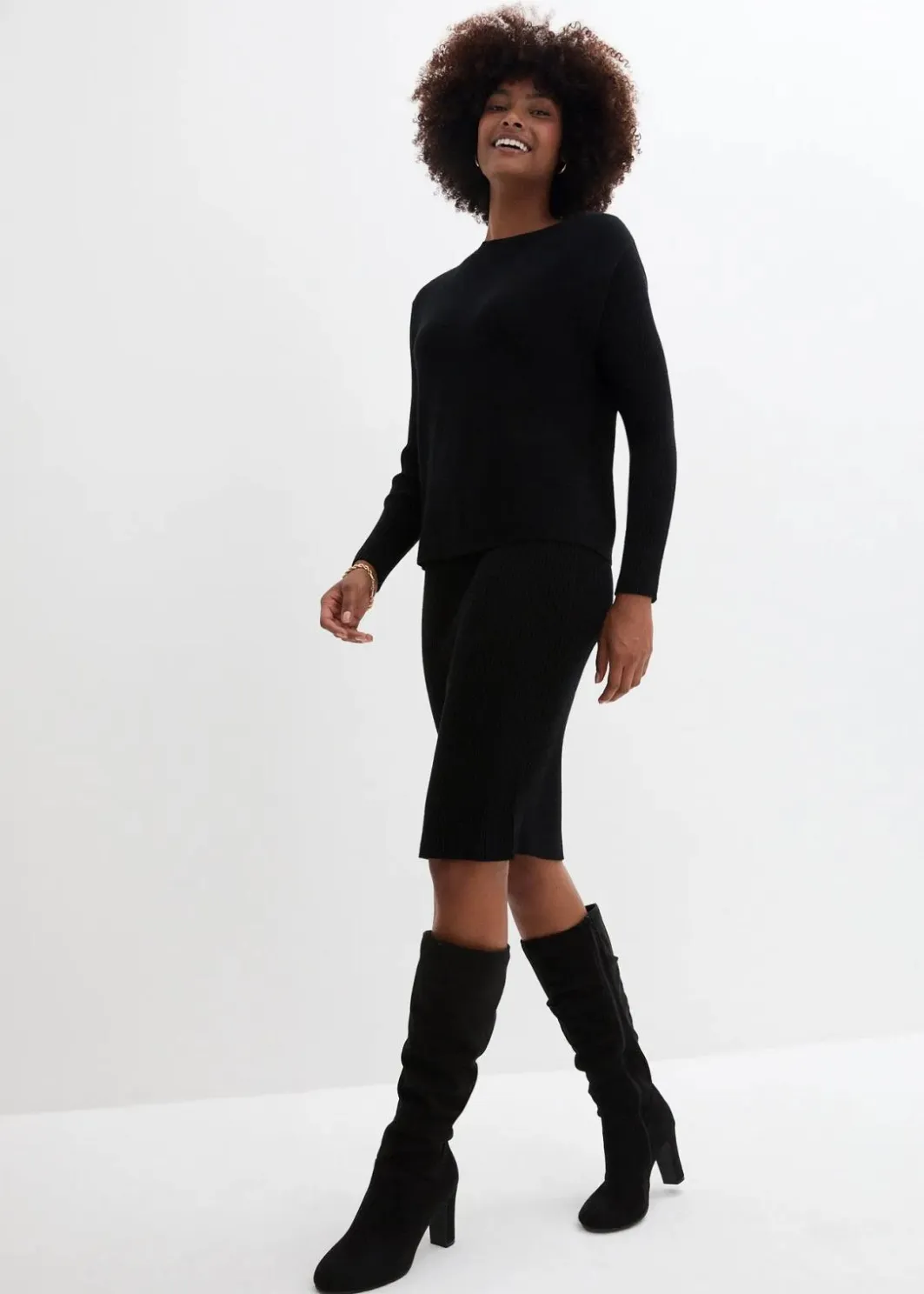Damen bonprix Kleider|Bekleidung·Pullover & Strickjacken|Strickkleid mit Pullunder 2tlg. Set