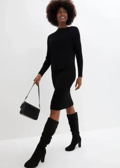 Damen bonprix Kleider|Bekleidung·Pullover & Strickjacken|Strickkleid mit Pullunder 2tlg. Set