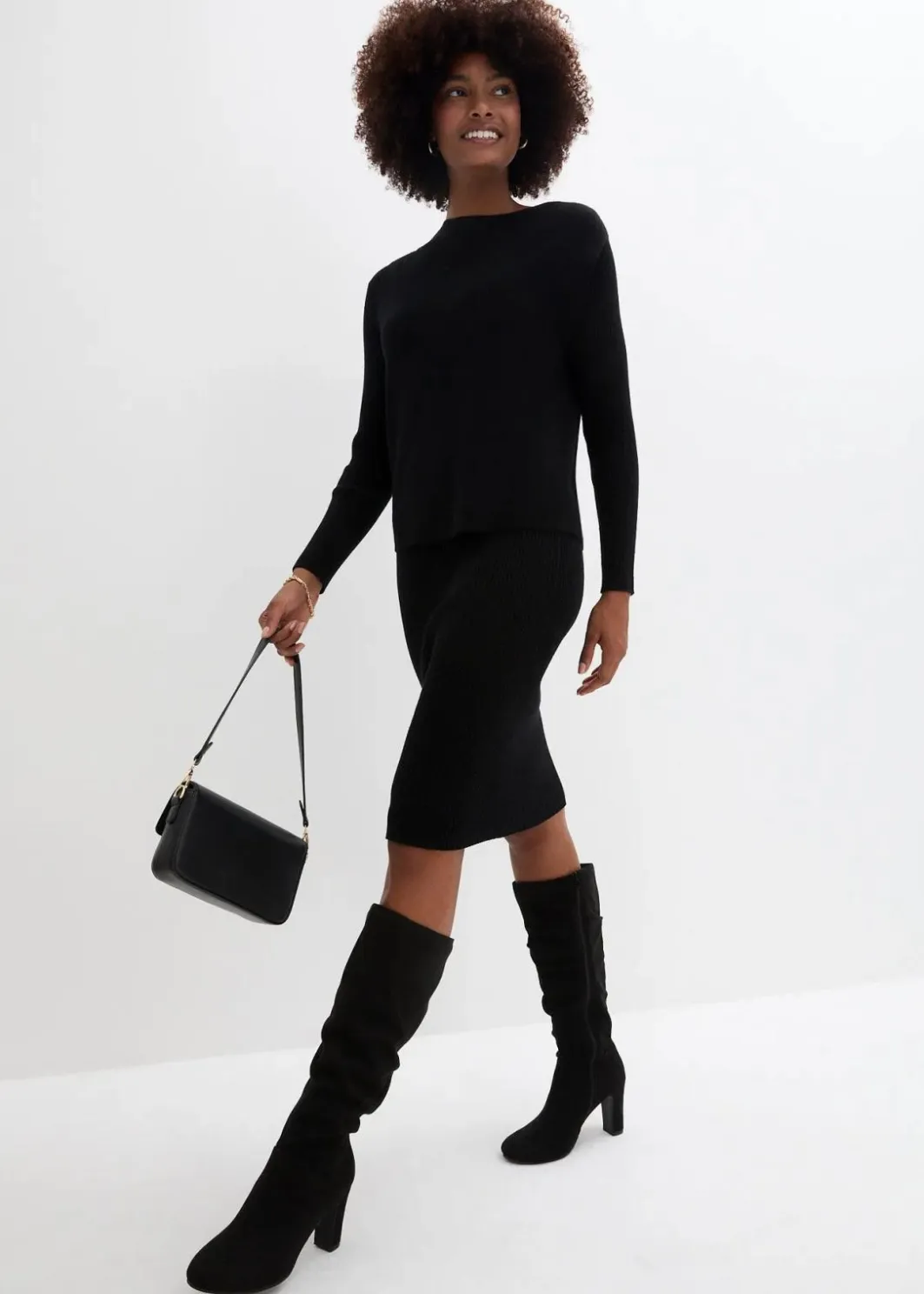 Damen bonprix Kleider|Bekleidung·Pullover & Strickjacken|Strickkleid mit Pullunder 2tlg. Set