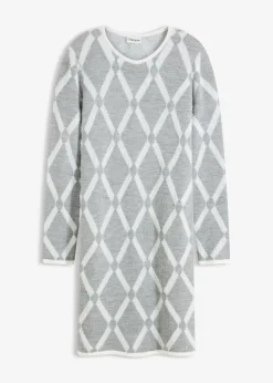Best Strickkleid mit Rautenmuster aus Federgarn Damen Bekleidung·Umstandsmode|Strickmode
