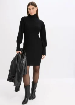 Damen bonprix Kleider|Strickmode|Strickkleid mit Rollkragen