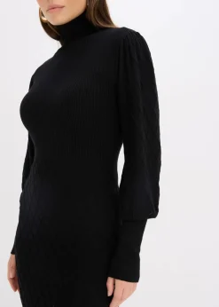 Damen bonprix Kleider|Strickmode|Strickkleid mit Rollkragen
