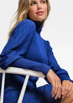 Damen bonprix Kurzgrößen|Bekleidung·Umstandsmode|Strickkleid mit Rollkragen