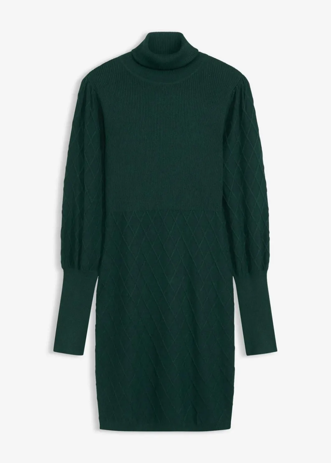 Damen bonprix Kleider|Strickmode|Strickkleid mit Rollkragen