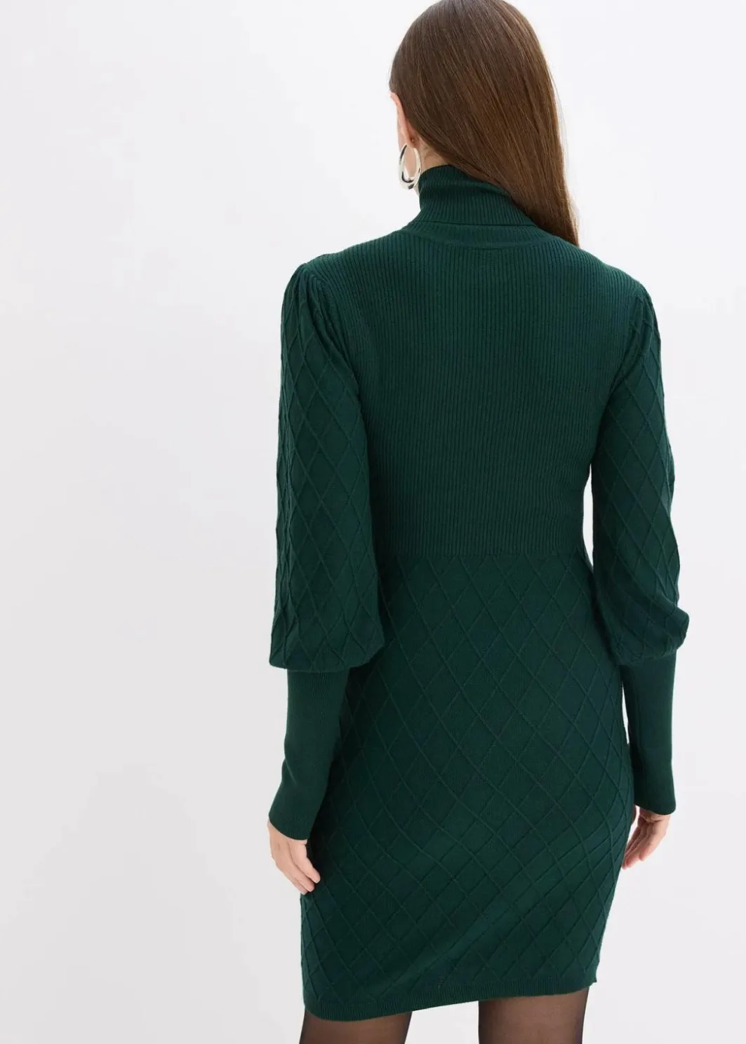 Damen bonprix Kleider|Strickmode|Strickkleid mit Rollkragen