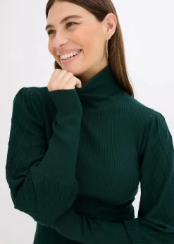Damen bonprix Kleider|Strickmode|Strickkleid mit Rollkragen