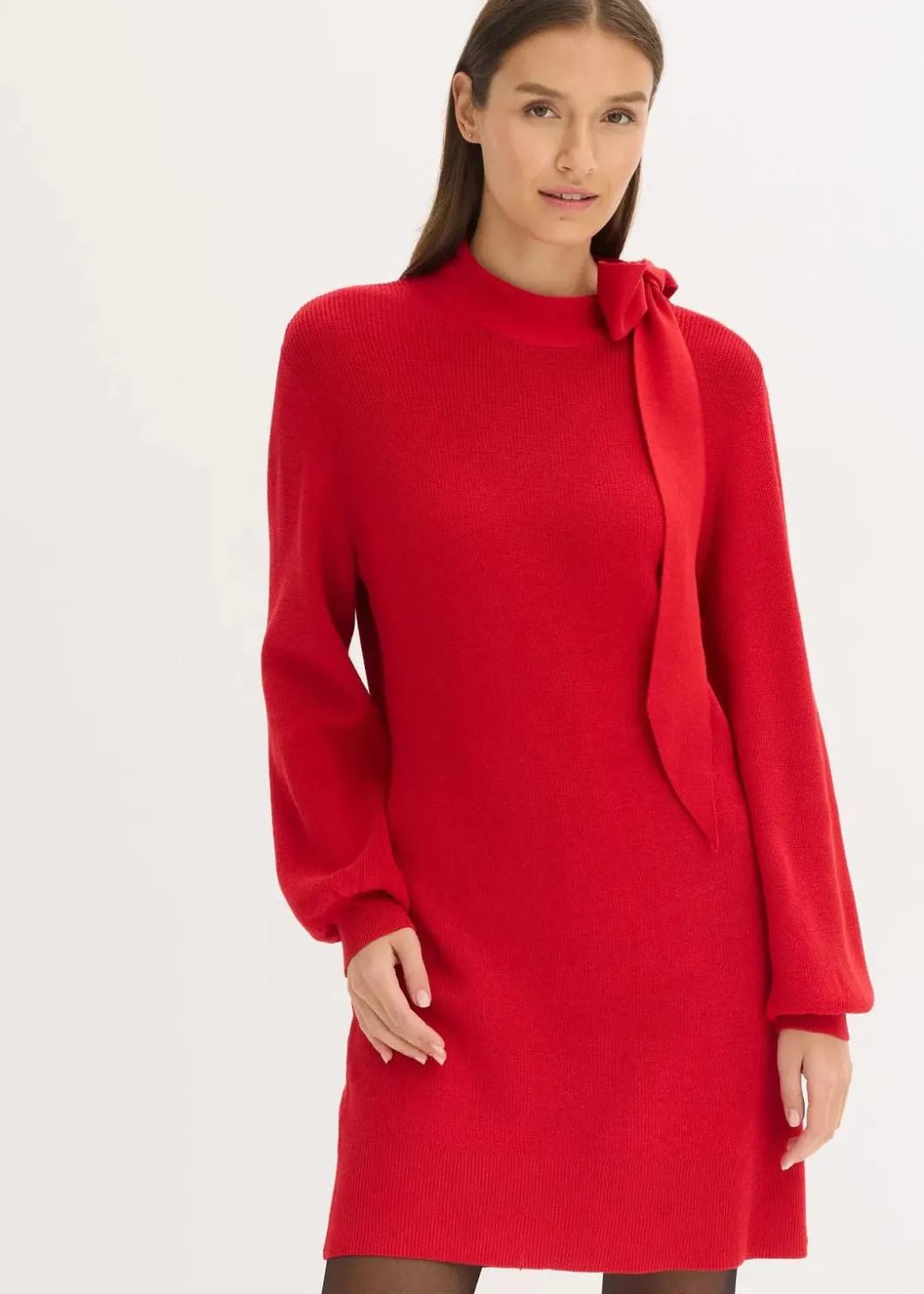 Outlet Strickkleid mit Schleife aus softem Viskose-Mix Damen Bekleidung·Umstandsmode|Strickmode