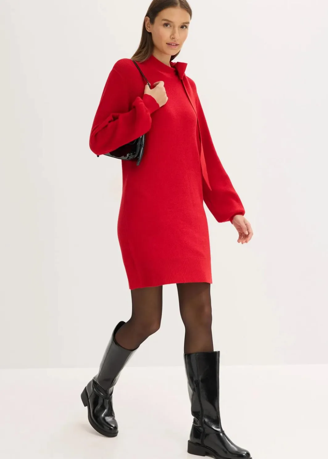 Outlet Strickkleid mit Schleife aus softem Viskose-Mix Damen Bekleidung·Umstandsmode|Strickmode
