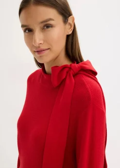 Outlet Strickkleid mit Schleife aus softem Viskose-Mix Damen Bekleidung·Umstandsmode|Strickmode