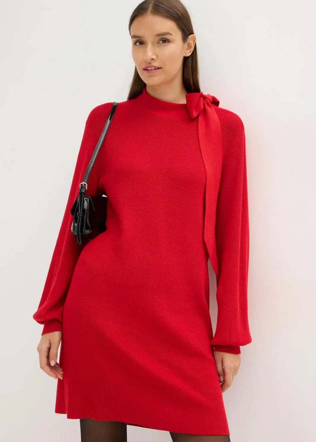 Outlet Strickkleid mit Schleife aus softem Viskose-Mix Damen Bekleidung·Umstandsmode|Strickmode