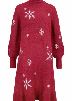Damen bonprix Bekleidung·Umstandsmode|Strickmode|Strickkleid mit Schneeflocken-Print