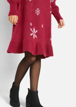 Damen bonprix Bekleidung·Umstandsmode|Strickmode|Strickkleid mit Schneeflocken-Print