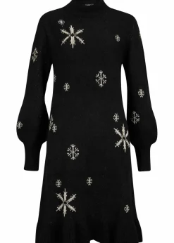Damen bonprix Bekleidung·Umstandsmode|Strickmode|Strickkleid mit Schneeflocken-Print