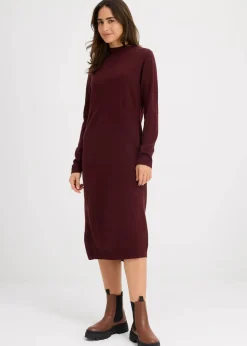 Damen bonprix Kleider|Basics|Strickkleid mit Stehkragen