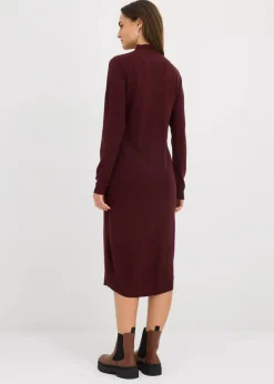Damen bonprix Kleider|Basics|Strickkleid mit Stehkragen