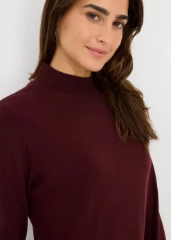 Damen bonprix Kleider|Basics|Strickkleid mit Stehkragen