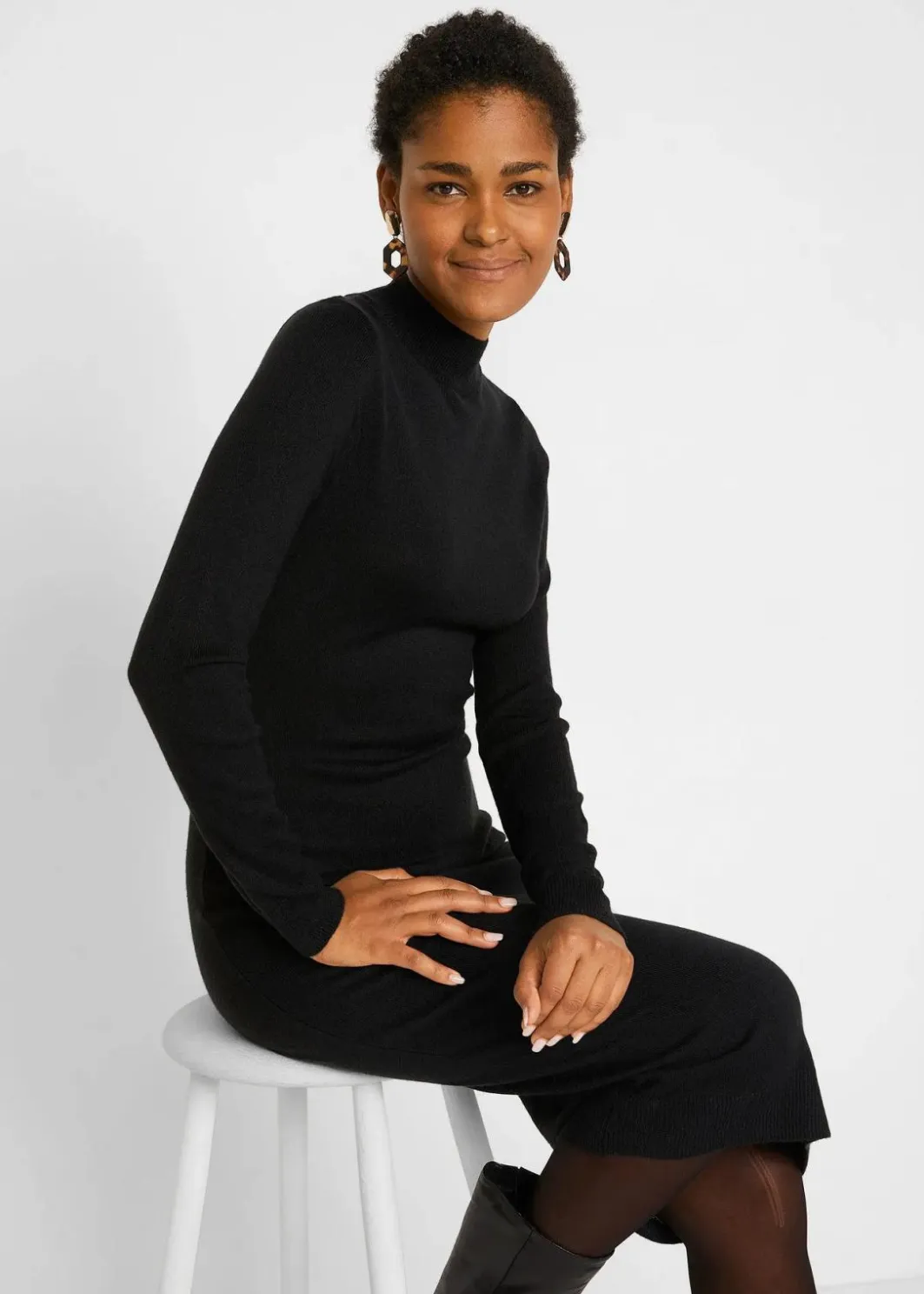 Damen bonprix Bekleidung·Umstandsmode|Strickmode|Strickkleid mit Stehkragen