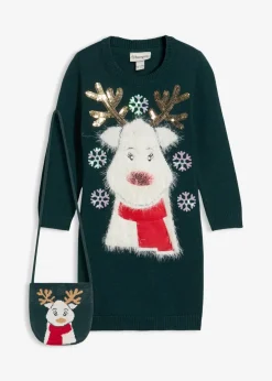 Kinder bonprix Mädchen 2-8 Jahre·Kleider & Röcke|Strickkleid mit Tasche (2-tlg.Set)