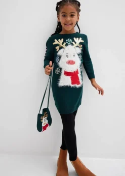 Kinder bonprix Mädchen 2-8 Jahre·Kleider & Röcke|Strickkleid mit Tasche (2-tlg.Set)