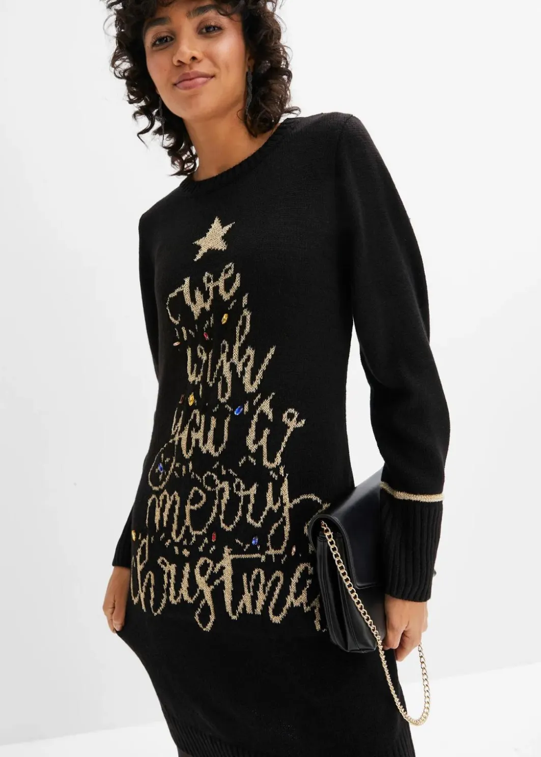 Damen bonprix Bekleidung·Umstandsmode|Bekleidung·Pullover & Strickjacken|Strickkleid mit Weihnachtsmotiv