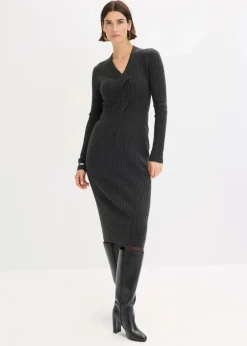 Damen bonprix Kleider|Strickmode|Strickkleid mit Wollanteil