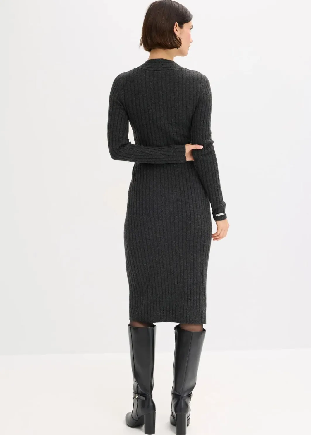 Damen bonprix Kleider|Strickmode|Strickkleid mit Wollanteil