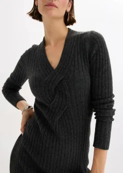 Damen bonprix Kleider|Strickmode|Strickkleid mit Wollanteil