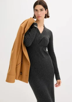 Damen bonprix Kleider|Strickmode|Strickkleid mit Wollanteil