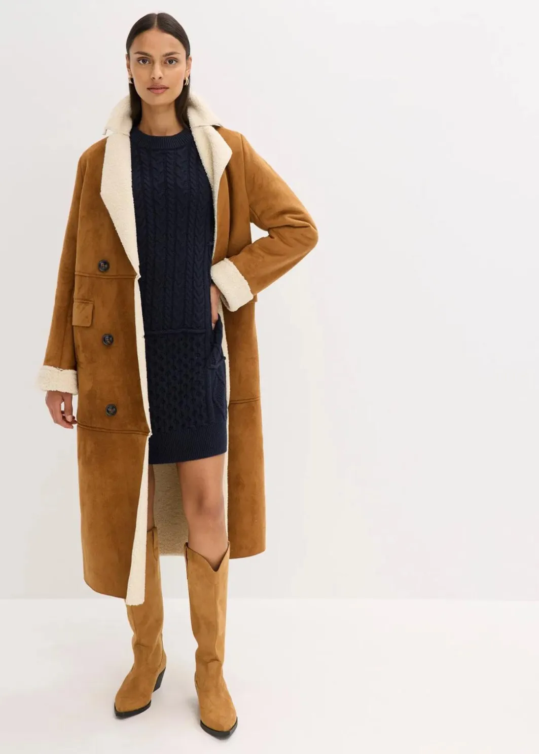 Damen bonprix Bekleidung·Umstandsmode|Kleider|Strickkleid mit Zopfmuster