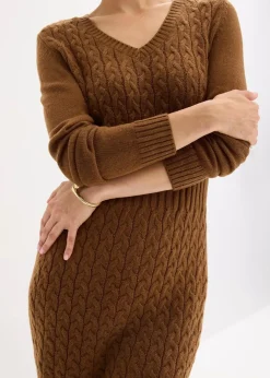 Damen bonprix Bekleidung·Umstandsmode|Kleider|Strickkleid mit Zopfmuster