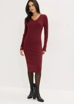 Damen bonprix Kleider|Jumpsuits|Strickkleid und Weste (2-tlg.Set)