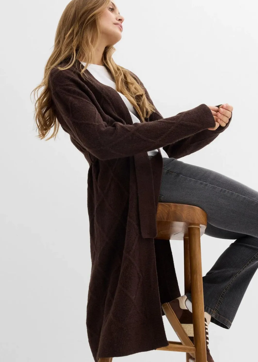 Strickmantel aus Zopfstrick Damen Bekleidung·Umstandsmode|Bekleidung·Jeans