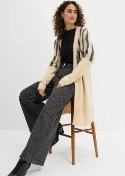 Strickmantel mit Zebra Druck Damen Pullover & Strickjacken|Bekleidung·Jeans