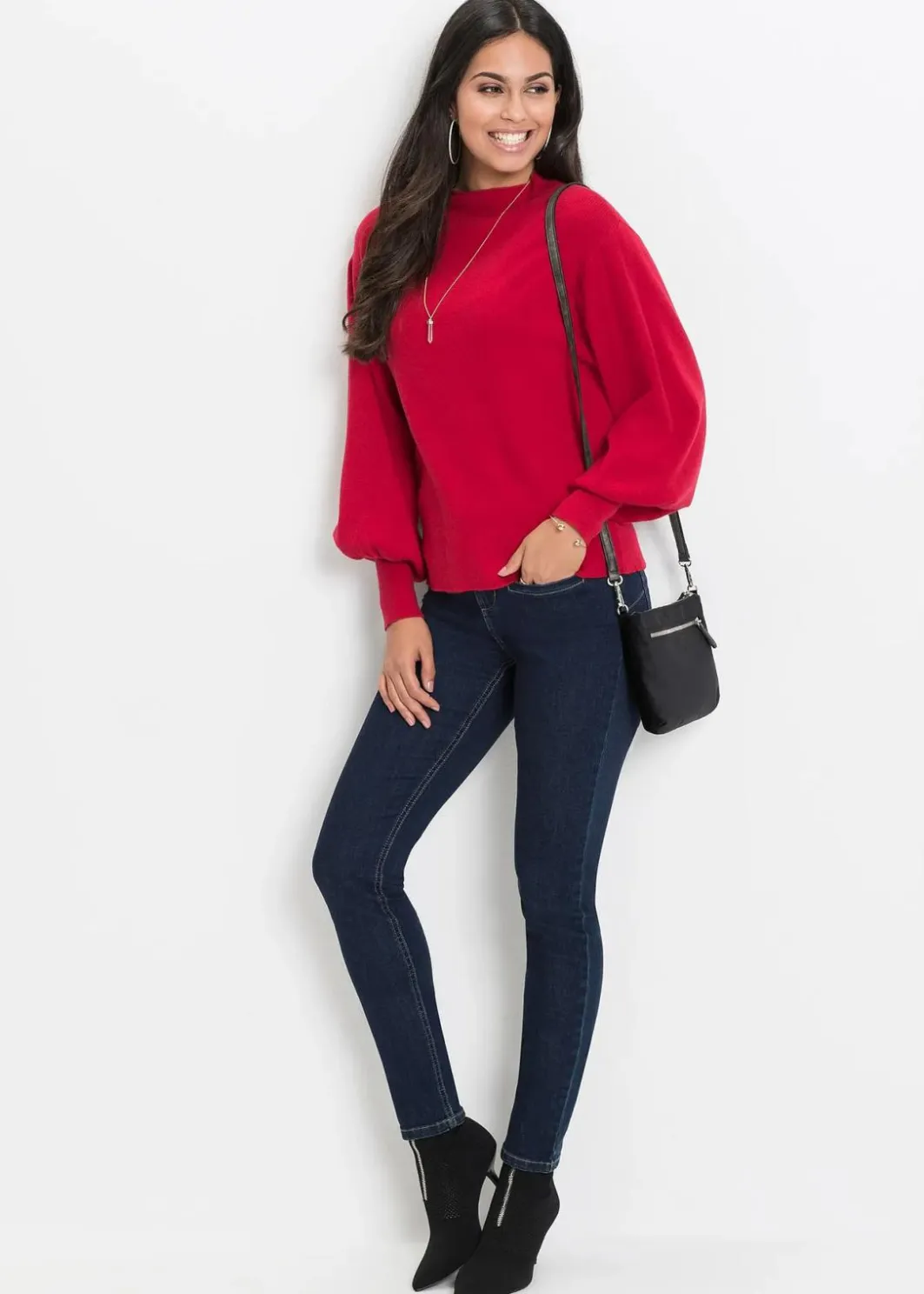 Damen bonprix Strickmode|Pullover & Strickjacken|Strickpullover mit Ballonärmeln