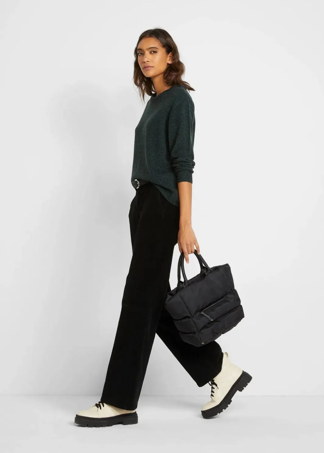 Damen bonprix Bekleidung·Umstandsmode|Bekleidung·Jeans|Strick-Pullover mit Rundhals-Ausschnitt in Melange