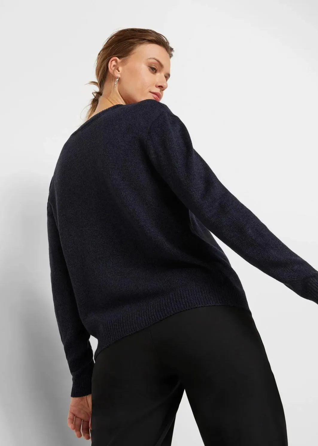 Sale Strick-Pullover mit Rundhals-Ausschnitt in Melange Damen Strickmode|Pullover & Strickjacken