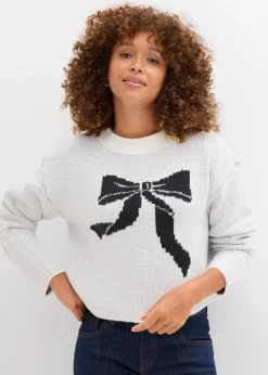 Sale Strickpullover mit Schleife Damen Nachhaltigere Materialien|Strickmode