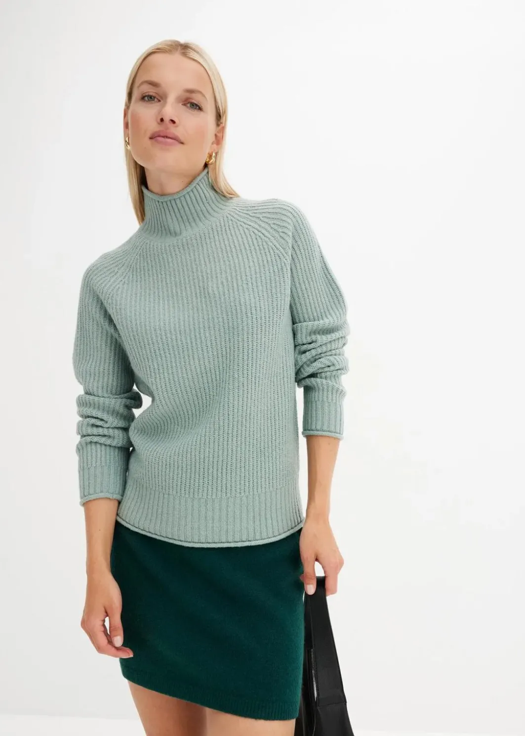 Damen bonprix Strickmode|Pullover & Strickjacken|Strickpullover mit Stehkragen