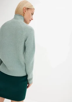 Damen bonprix Strickmode|Pullover & Strickjacken|Strickpullover mit Stehkragen