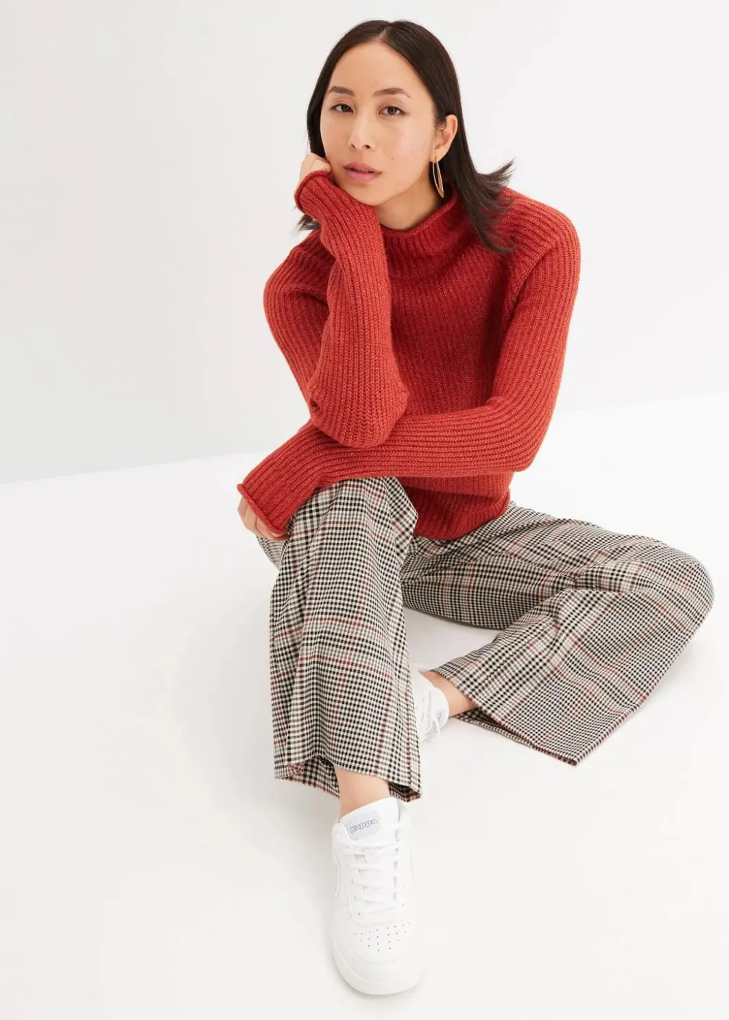 Damen bonprix Strickmode|Pullover & Strickjacken|Strickpullover mit Stehkragen